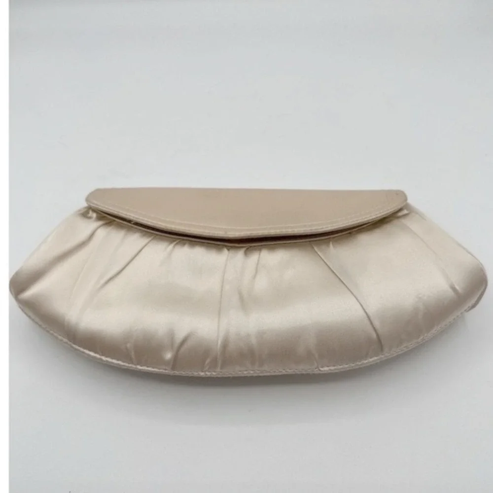 La‎ Regale Champagne Satin Evening Clutch Shoulder Bag Wedding Formal 25-03
